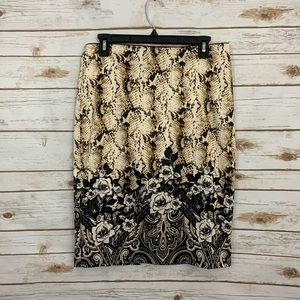 White House Black Market Snakeskin Floral Print Pencil Career Skirt